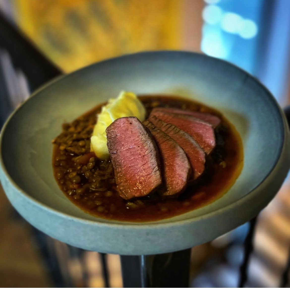 On the specials tonight - Lamb loin and shoulder pardina lentils with parsnip purée. #enginesocial #michelinguide #SowerbyBridge