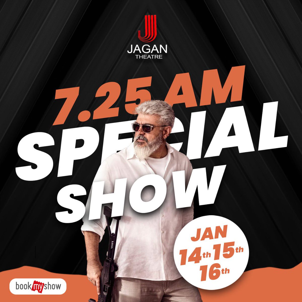 JaganTheatre's tweet photo. Special shows added for #Thunivu on 14,15&16th at 7.25am due to huge demand💥 Book your seats now to enjoy this Pongal with your friends and family 🥳 @DCinemaRamnad
#ThunivuAtJaganTheatre #Bookmyshow https://t.co/qQUMROYx4E