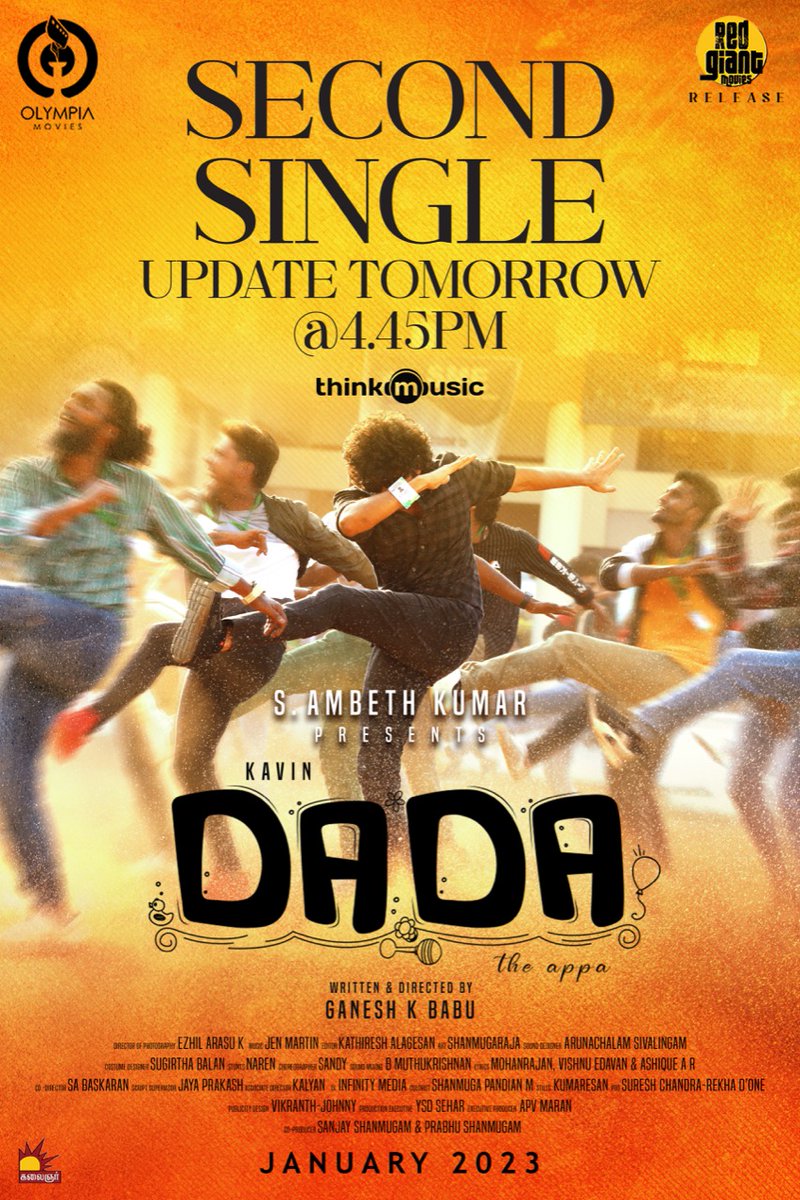 KavinOnlineTeam's tweet photo. Dear Folks 😎 Here's Our DaDa Second Single From Tomorrow!!! 

#Kavin • #DaDa • @Kavin_m_0431 https://t.co/4eZD3YA9mu