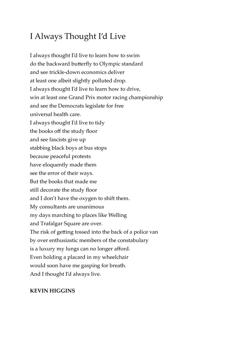KennysBookshop's tweet photo. We were very sorry to hear of the death of poet, activist and friend, Kevin Higgins this week. Kevin was a uniquely talented artist and a generous mentor to a generation of writers in Galway. We'll miss him, and must share his parting poem (Portrait © Chris Banahan) https://t.co/IUQLwB60GT