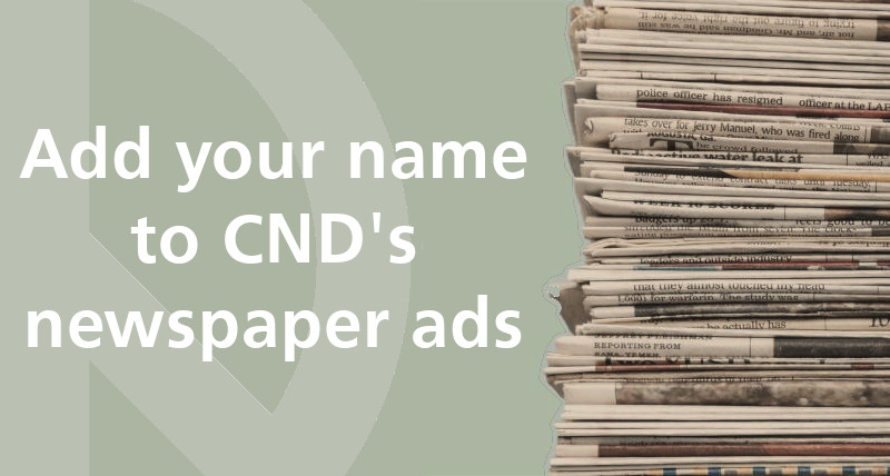 CNDuk's tweet photo. Ahead of #SpringBudget23, CND is planning a series of ads in key regional newspapers to highlight the obscenity of spending billions on nuclear weapons during a #costoflivingcrisis.
Donate today and we'll add your name to the list of advert supporters 👇
https://t.co/s9JsItgGE7 https://t.co/VTNqox1mt6