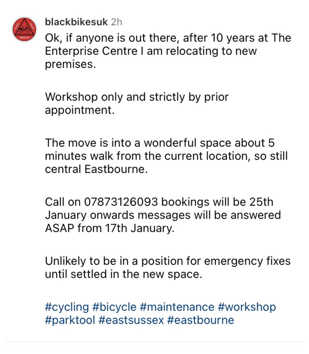 BespokeEB's tweet photo. Our local #cyclerepair specialist @BlackBikesUK is on the move. Check out his new premises, make bookings by contacting him … https://t.co/L53UX1YFja