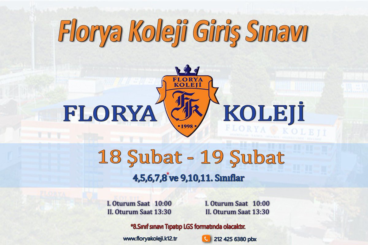 Florya Kolejine kayıt olmak isteyen öğrenciler için Giriş Sınavımız 18-19 Şubat tarihlerinde yapılacaktır.Sınav başarısına göre belirli oranlarda burs verilecektir.İnternet sitemiz üzerinden sınava kayıt olabilirsiniz. floryakoleji.k12.tr #floryakoleji #bursluluk #girişsınavı