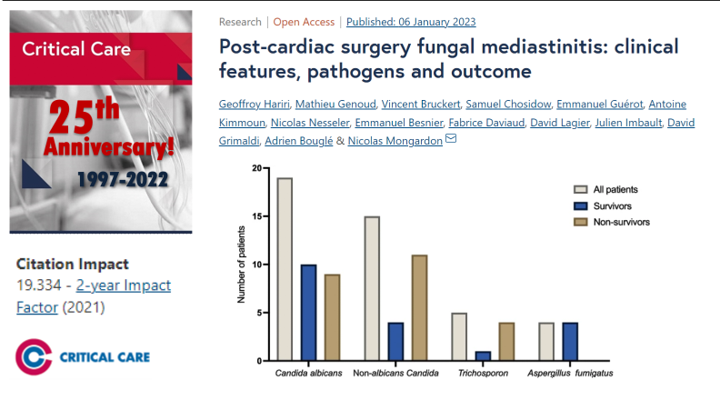 Crit_Care's tweet photo. #CritCare #OpenAccess
Incidence, characteristics and outcome of post-cardiac surgery fungal mediastinitis.

Read the full article: https://t.co/GpNVLFhfzn

@jlvincen @ISICEM #FOAMed #FOAMcc https://t.co/EoD6GJgpaG