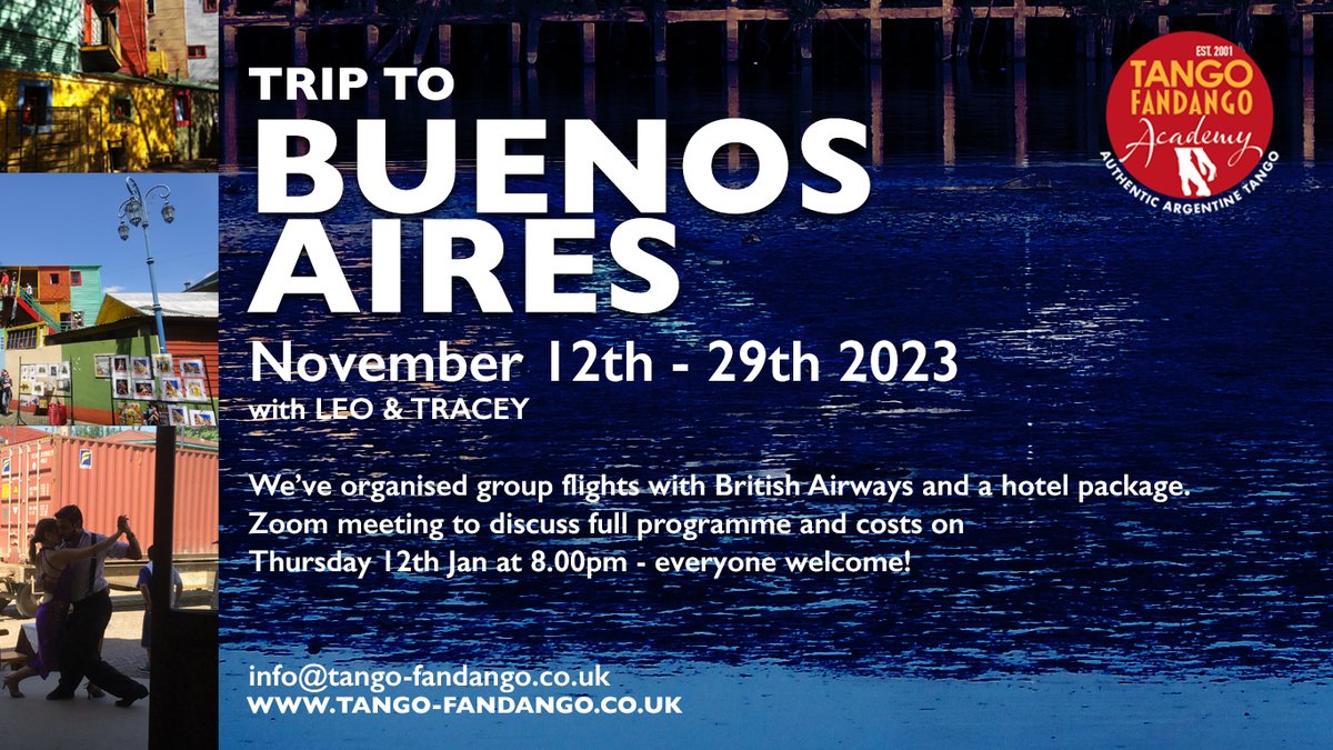 LeoyTracey's tweet photo. Tango Fandango Weekends for 2023 plus Buenos Aires! - https://t.co/Qg31IsOUZN
Weekends from £155pp including DB&amp;B plus full dance programme! Join us in Buenos Aires in November - full details and prices now available! https://t.co/x72FMZb3hn