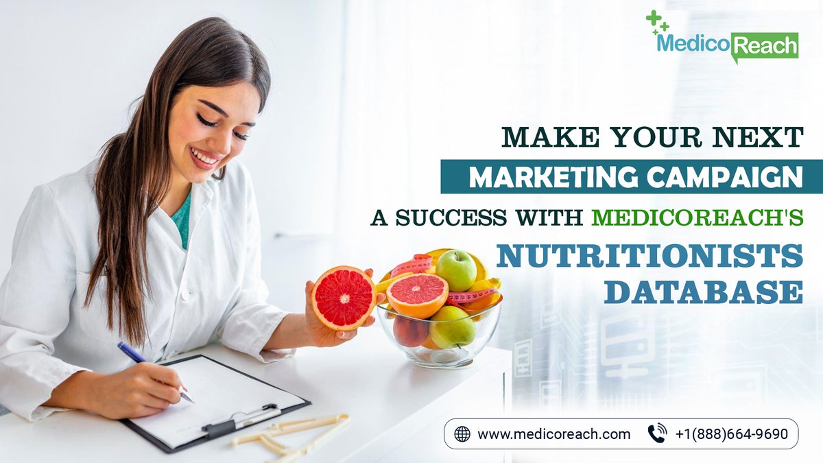 MedicoReach's tweet photo. Reach out nutritionist professionals through multichannel marketing campaigns with MedicoReach's accurate database.
https://t.co/f6lS1n1g65
#nutritionistsdatabase #healthcareprofessionals #physiciandatabase #marketingcampaigns #medicoreach https://t.co/L2PFZJtznb