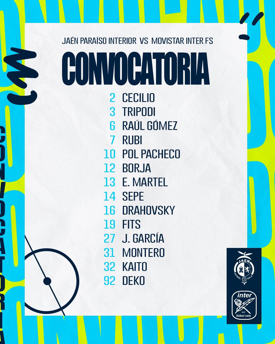 Movistar Inter FS on Twitter "🔥¡Los 𝘾𝙊𝙉𝙑𝙊𝘾𝘼𝘿𝙊𝙎 por patooo14 para la