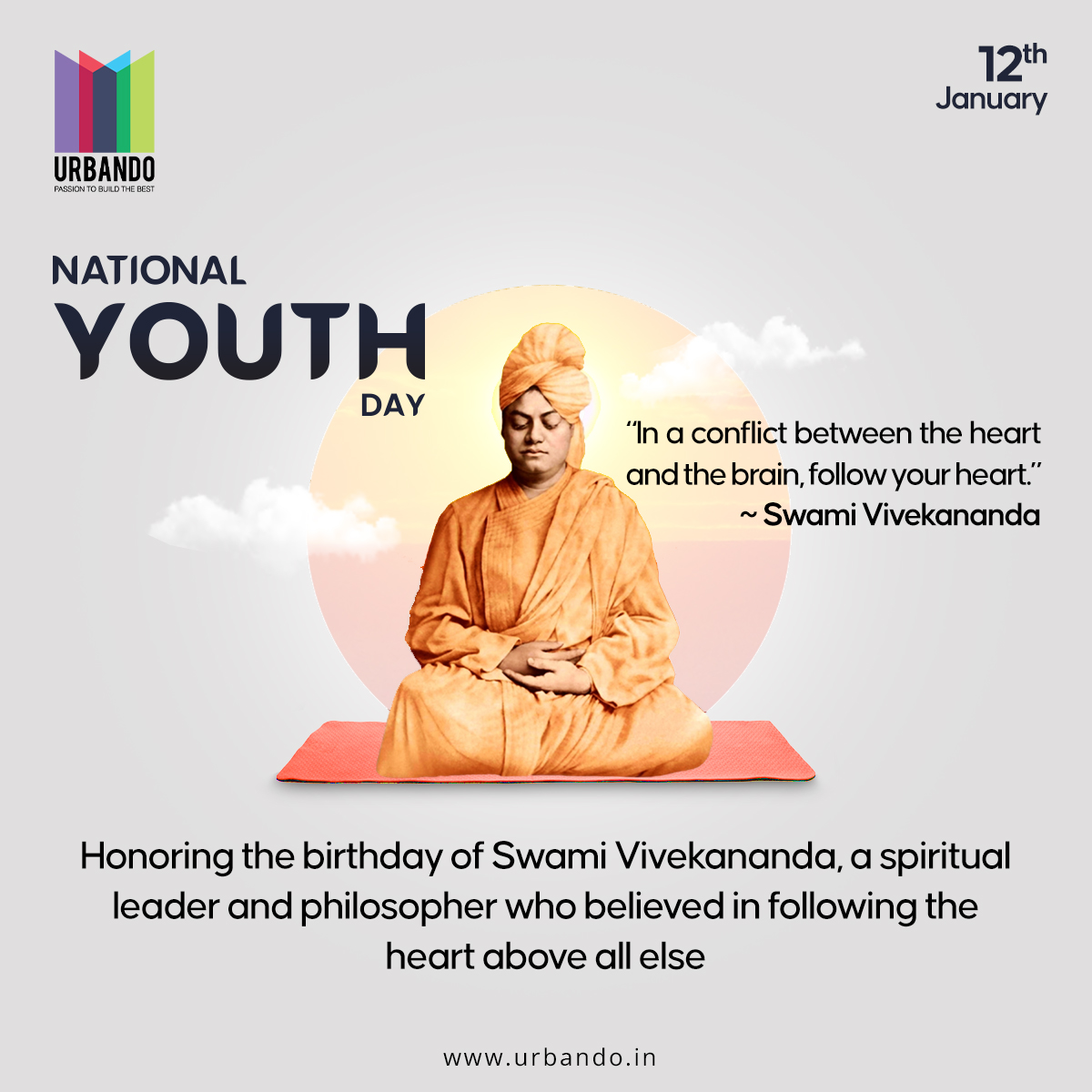 urbando2016's tweet photo. Honouring the birthday of Swami Vivekananda, a spiritual leader and philosopher who believed in following the heart above all else"
#urbando #urbanism #betterlife #happyliving #realestate #nationalyouthday #youthday #swamivivekananda https://t.co/7hmf5Ow8qG