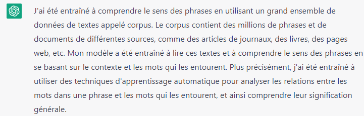 #ChatGPT explique comment il fonctionne et de quelle façon il a été entraîné à comprendre le sens des phrases à partir de l'analyse des corpus d'information.
#IA #OpenAI #IntelligenceArtificielle #tech #numerique #GenerativeAI