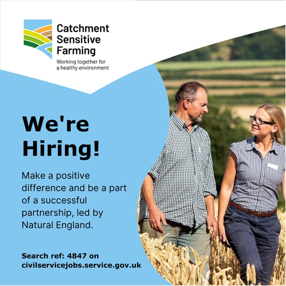 NENorthWest's tweet photo. 🚨Opportunity 🚨
Passionate about working in sustainable farming in the North West? 
Then Catchment Sensitive Farming – part of Natural England’s Farm Advice - has a role to suit you. 
Apply by 13th February Ref 4847
 
#farming #agriculture #environment https://t.co/5kead6mDbO