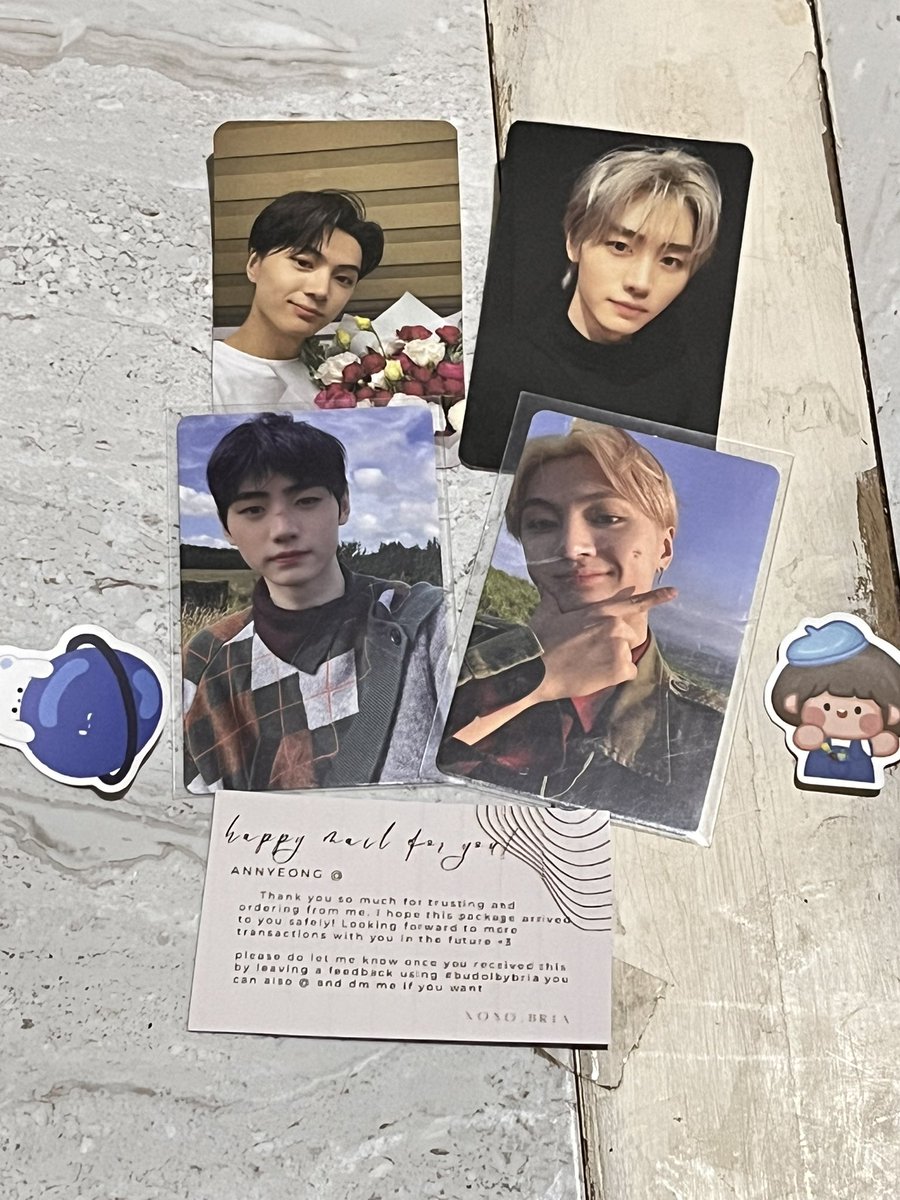 eyesmilesehun's tweet photo. hi @briacartz!! jayhoon pcs are here 🫶 thank you for packing them safely. 💗 #budolbybria 💕 https://t.co/XHDoGOWaKY