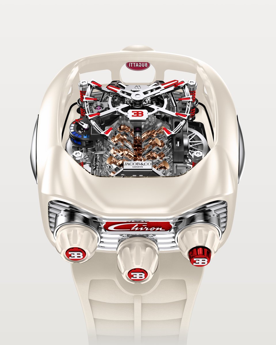 Bugatti's tweet photo. An elegant timepiece to match  his ‘CHIRON habillé par Hermès’: that was the wish from @mannykhoshbin when he approached @jacobandco to create a custom BUGATTI CHIRON Tourbillon to match his car.

#BUGATTI #JacobandCo #CHIRONTourbillon #HabilleParHermes
–
https://t.co/mCEE0ghyaw https://t.co/nEivDY9eMJ