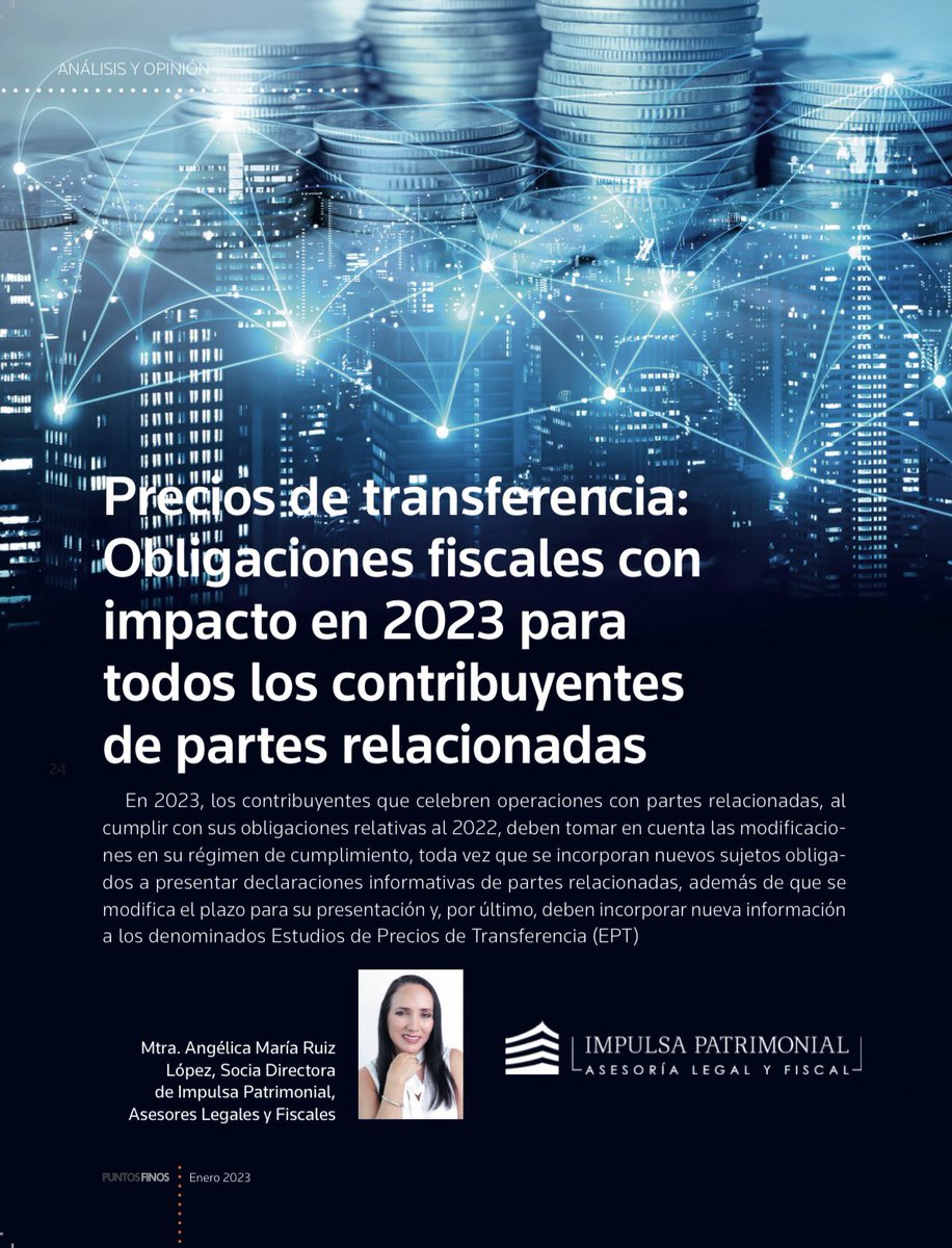 AnglicaRuiz4's tweet photo. Revista #PuntosFinos enero 2023

Muchas gracias por la oportunidad de compartir valiosa información para los contribuyentes @TRDofiscal , @puntosfinos 

#PartesRelacionadas #PreciosdeTransferencia 
#TransferPricing https://t.co/lx1QXcHwR6