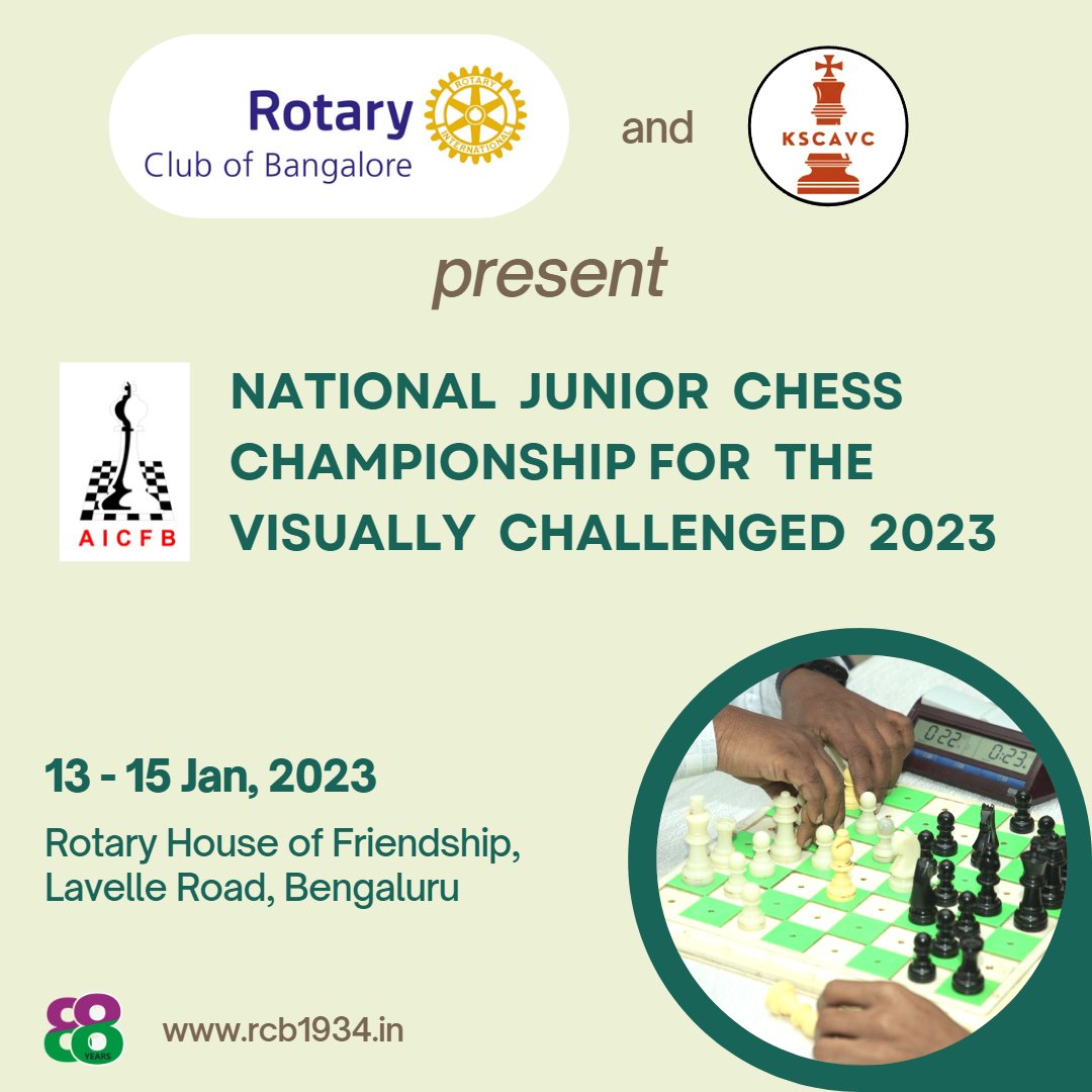 The 3-day National Junior #Chess Championship for the #VisuallyChallenged 2023 will kick off at 9.30am @rcb1934 in #Bengaluru The final 2 will represent #India at the World U-19 Championships. @petleepeter @sridharvMIRROR @DarshanDevaiahB @vishy64theking @humpy_koneru #dei