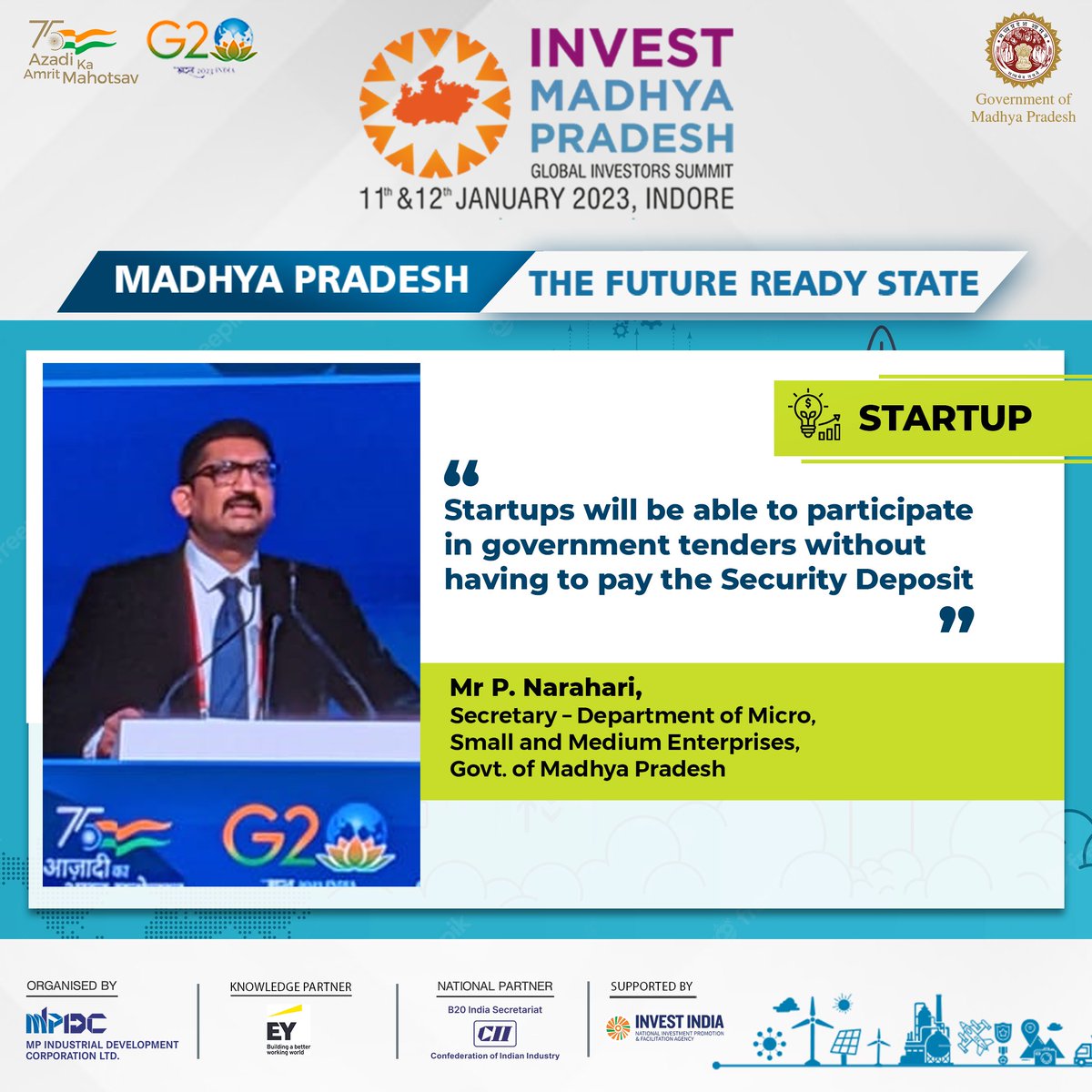MPIDC's tweet photo. Madhya Pradesh - A State where Startups are Encouraged to Participate in the Government Tenders with exemption on payment of security deposits
#InvestMP_GIS https://t.co/iwhMshY7ed