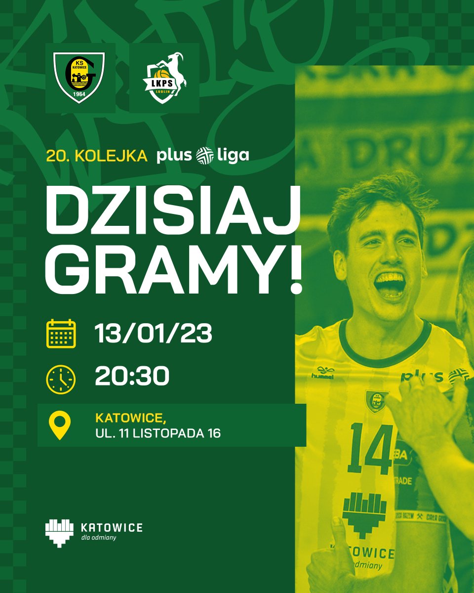 🔜 20. kolejka #PlusLiga 
🏐 GKS Katowice
🆚 <a href="/LukLublin/">BOGDANKA LUK Lublin</a>
📆 13 stycznia
⌚ 20:30
🏠 OS Szopienice
🎟️ bilety.gkskatowice.eu
📺 Polsat Sport 
🚗 bit.ly/DojazdDoHali
🙌 #całaGIEKSArazem