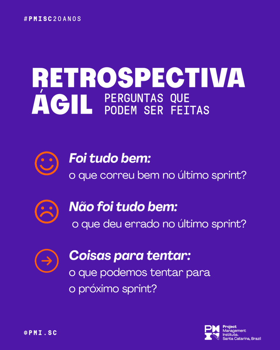 PMISC's tweet photo. As perguntas certas ao seu time podem gerar novas ideias e melhorar muito o seu projeto. Experimente ter uma conversa aberta com sua equipe para analisar o que funcionou ou não e tracem, juntos, estratégias de ação a partir daí! 😉
#PMISC #gestaodeprojetos #project https://t.co/u7O9CKXyZ5