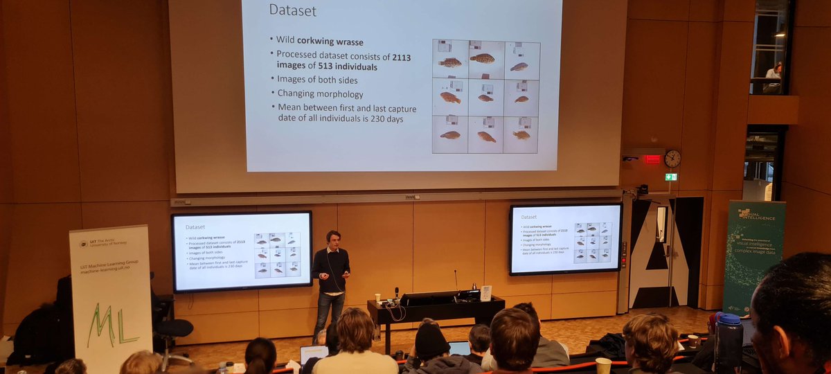 Today our brilliant student Ørjan Langøy Olsen is presenting his work on "A contrastive learning approach for individual re-identification in a wild fish population" at the NLDL conference. A collaboration between <a href="/cairuia/">CAIRUIA</a>, <a href="/coastresnor/">Centre for Coastal Research</a> and TRCM. arxiv.org/abs/2301.00596