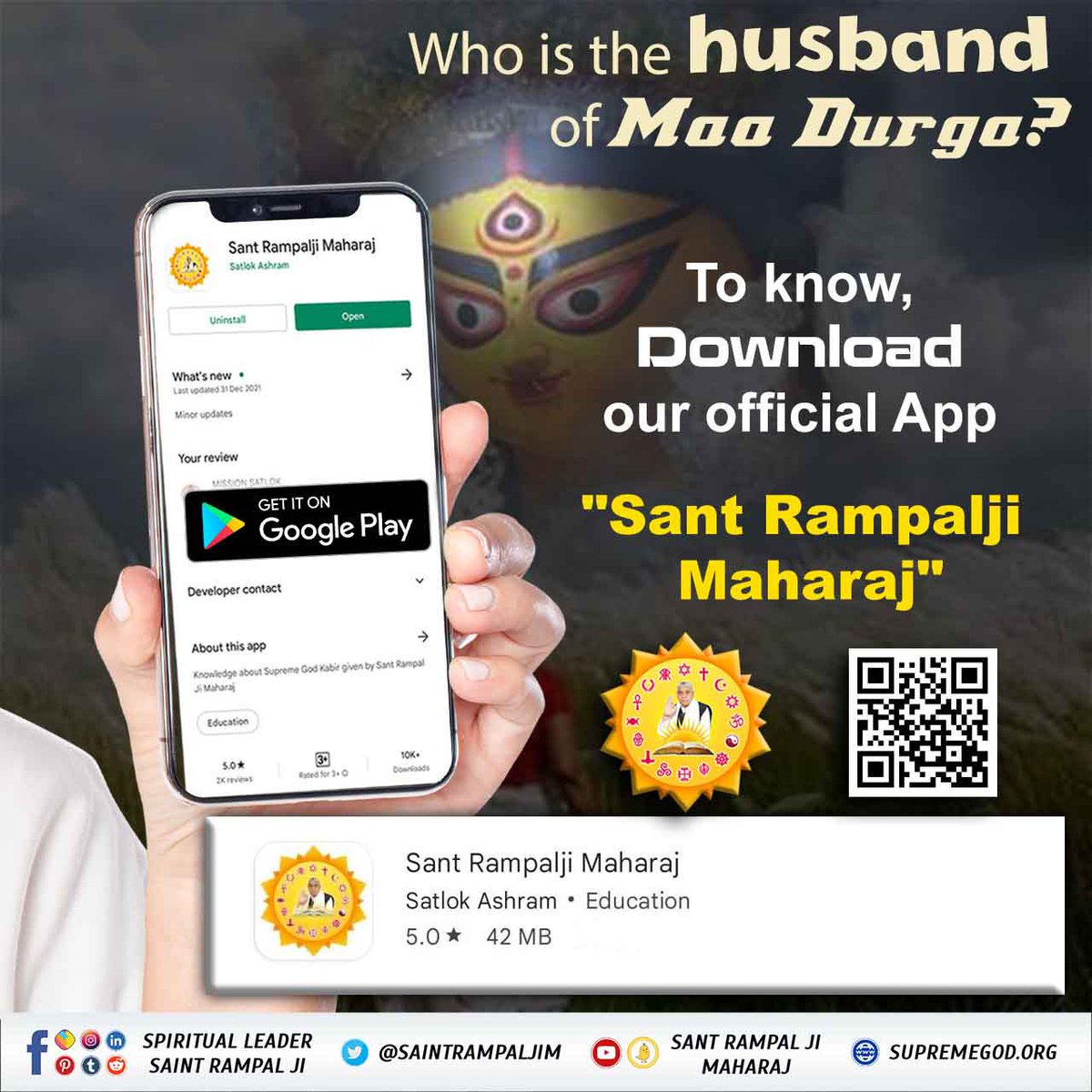 devotee_of__god's tweet photo. शेरांवाली माता दुर्गा (अष्टांगी) का पति कौन है?
जानने के लिए "Sant Rampalji Maharaj" App Download करें Playstore से। 
#Sant_Rampalji_Maharaj_App
Download from Playstore https://t.co/HImxDjLaMQ
