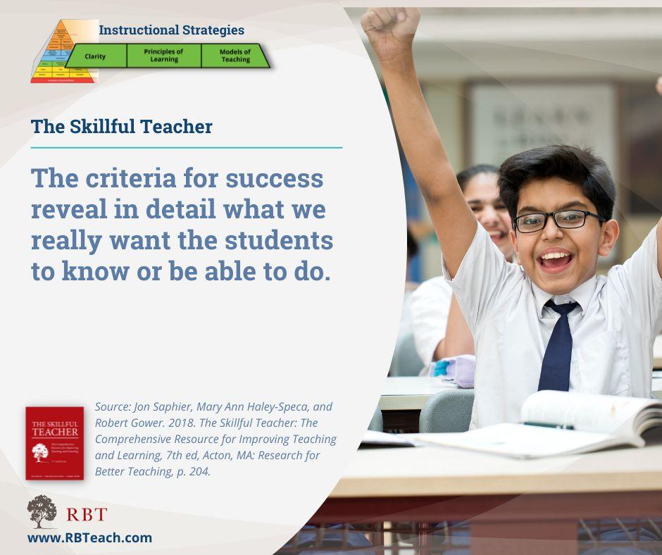 JonSaphier's tweet image. How do your students know if they have met the mark? Clear teachers don&apos;t keep criteria a secret; they make sure students understand them and can use them to self-assess their work.
#SkillfulTeaching
#CriteriaForSuccss