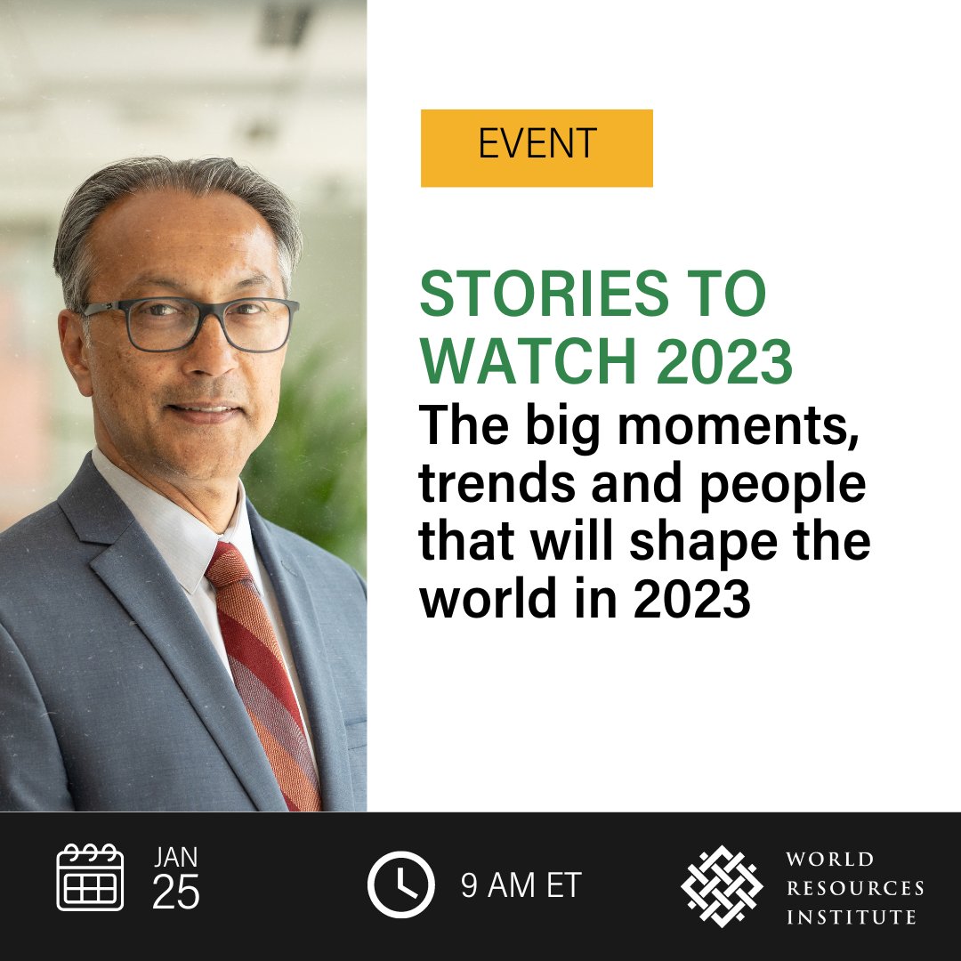 World Resources Institute Europe (@wrieurope) on Twitter photo Last year brought major developments on climate and nature — yet far more action is needed.
<a href="/AniDasguptaWRI/">Ani Dasgupta</a>, <a href="/WorldResources/">World Resources Institute</a>' President & CEO, will share some of the big stories that will shape 2023. #STW23
Jan 25 ➡️ Register: bit.ly/3ihqkrI Last year brought major developments on climate and nature — yet far more action is needed.
<a href="/AniDasguptaWRI/">Ani Dasgupta</a>, <a href="/WorldResources/">World Resources Institute</a>' President & CEO, will share some of the big stories that will shape 2023. #STW23
Jan 25 ➡️ Register: bit.ly/3ihqkrI