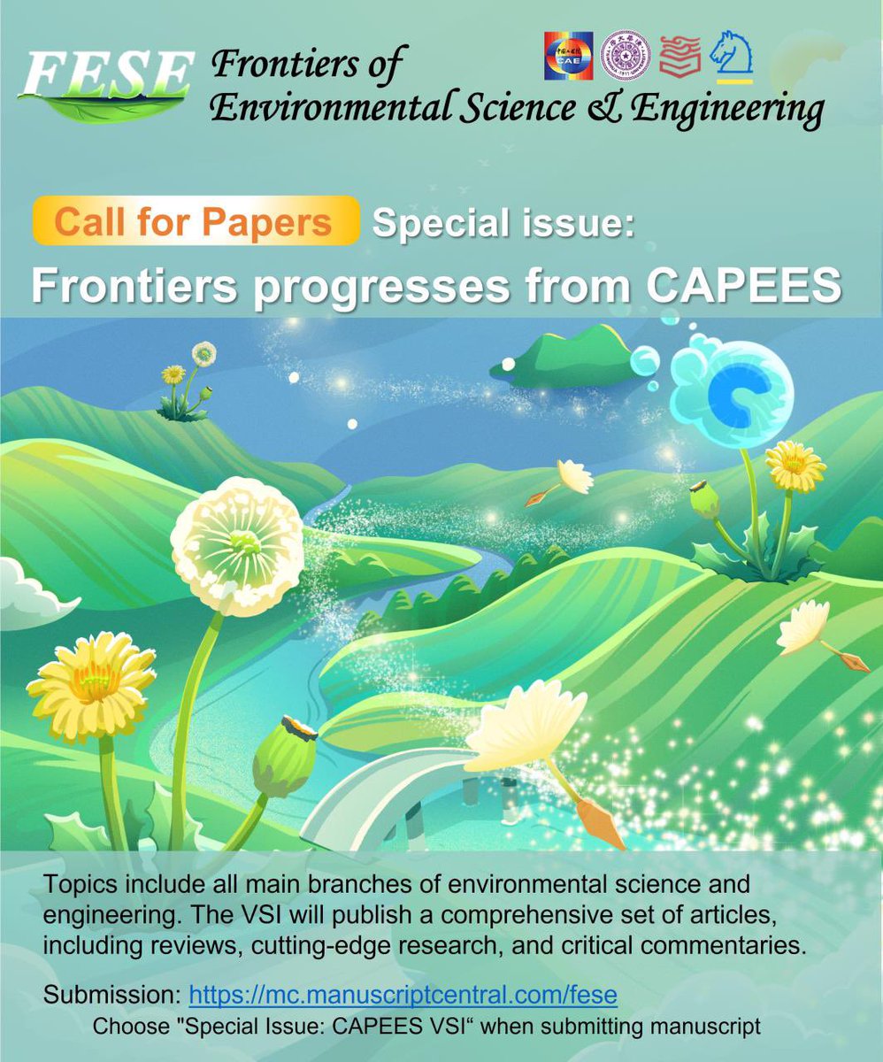 Call for Papers: Frontiers progresses from <a href="/CapeesEng/">CAPEES (Chinese-American Prof. Env. Eng. Sci.)</a> . Welcome your submission at: springer.com/journal/11783 <a href="/FESE_journal/">Frontiers of Environmental Science & Engineering</a> <a href="/Xing_Xie_GT/">Xing Xie 谢兴</a> <a href="/Shihong_Lin/">Shihong Lin</a> <a href="/Shouliang_Yi/">Shouliang (Shawn) Yi, FRSC</a> <a href="/ZouShiqiang/">Shiqiang (Nick) Zou</a>