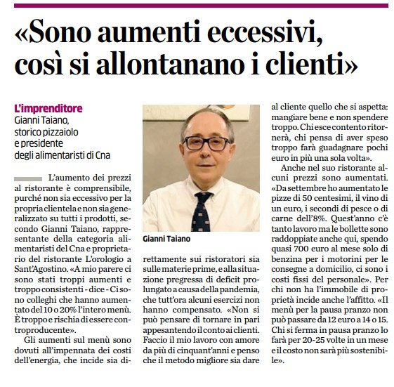 cnacomo's tweet photo. Focus sui rincari e i conseguenti effetti sul settore alimentare su "La Provincia" dell'11 gennaio. Interviene il Presidente di Cna Alimentare, Giovanni Taiano. https://t.co/wINO1YNVPc