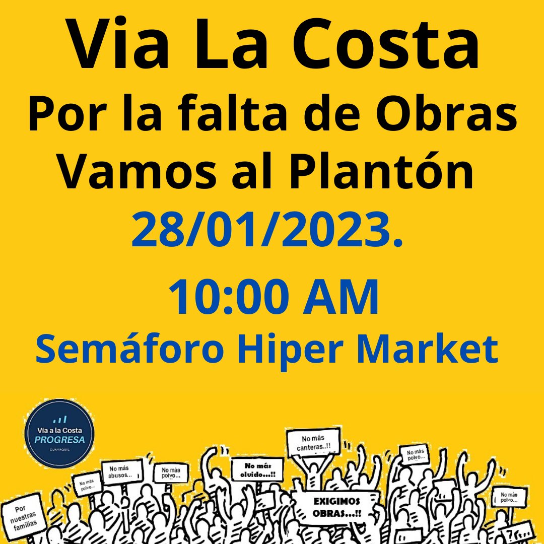 VAMOS AL PLANTÓN!!! #ViaLaCosta <a href="/eluniversocom/">El Universo</a>
<a href="/Expresoec/">Diario Expreso</a> <a href="/DiarioExtraEc/">Diario Extra</a> <a href="/Blankimonki/">Blanca Moncada Pesantes</a> <a href="/VitoMunozU1/">VitoMuñozU</a> <a href="/EcuavisaInforma/">Ecuavisa Noticias</a> <a href="/RTSEcuador/">RTS</a> <a href="/tctelevision/">TC Televisión</a> <a href="/teleamazonasec/">Teleamazonas</a>