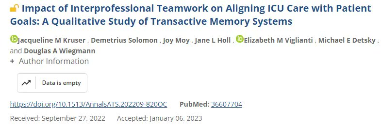 ATS_BSHSR's tweet photo. Impact of #Interprofessional #Teamwork on Aligning #ICU #Care with #Patient Goals: A #Qualitative Study of #Transactive #Memory Systems https://t.co/UCCi1mQr8T https://t.co/v5EqCSYV95