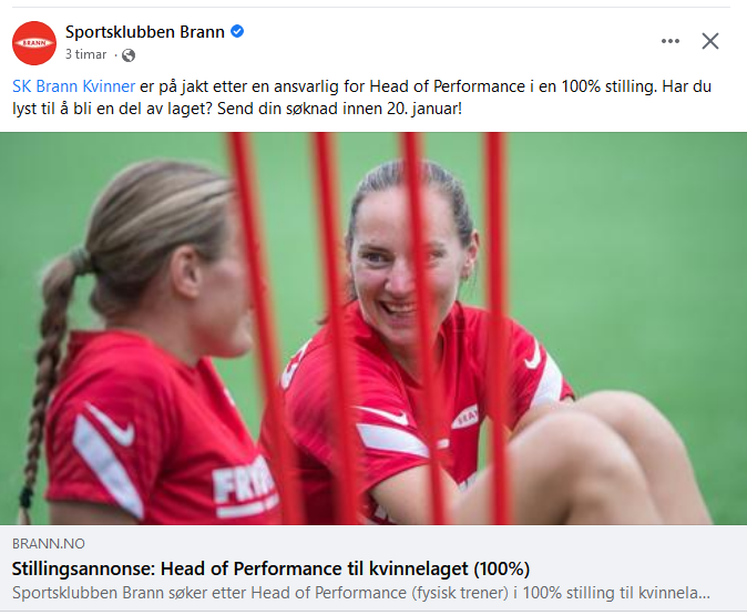 Head of performance-trenar? Er jobben meir attraktiv med engelsk tittel? Kva er feil med å seie at ein er fysisk trenar for @skbrannkvinner?! Fremdeles ein jobb å gjere med å fokusere på bruk av norsk #terminologi og #fagspråk i arbeidslivet òg. @sprakradet @aasewet