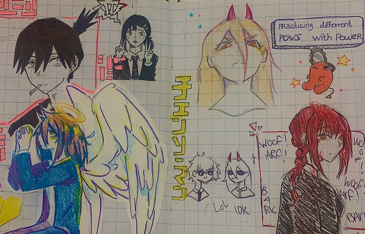 Chainsawman doodles I made during school 
#chainsawman