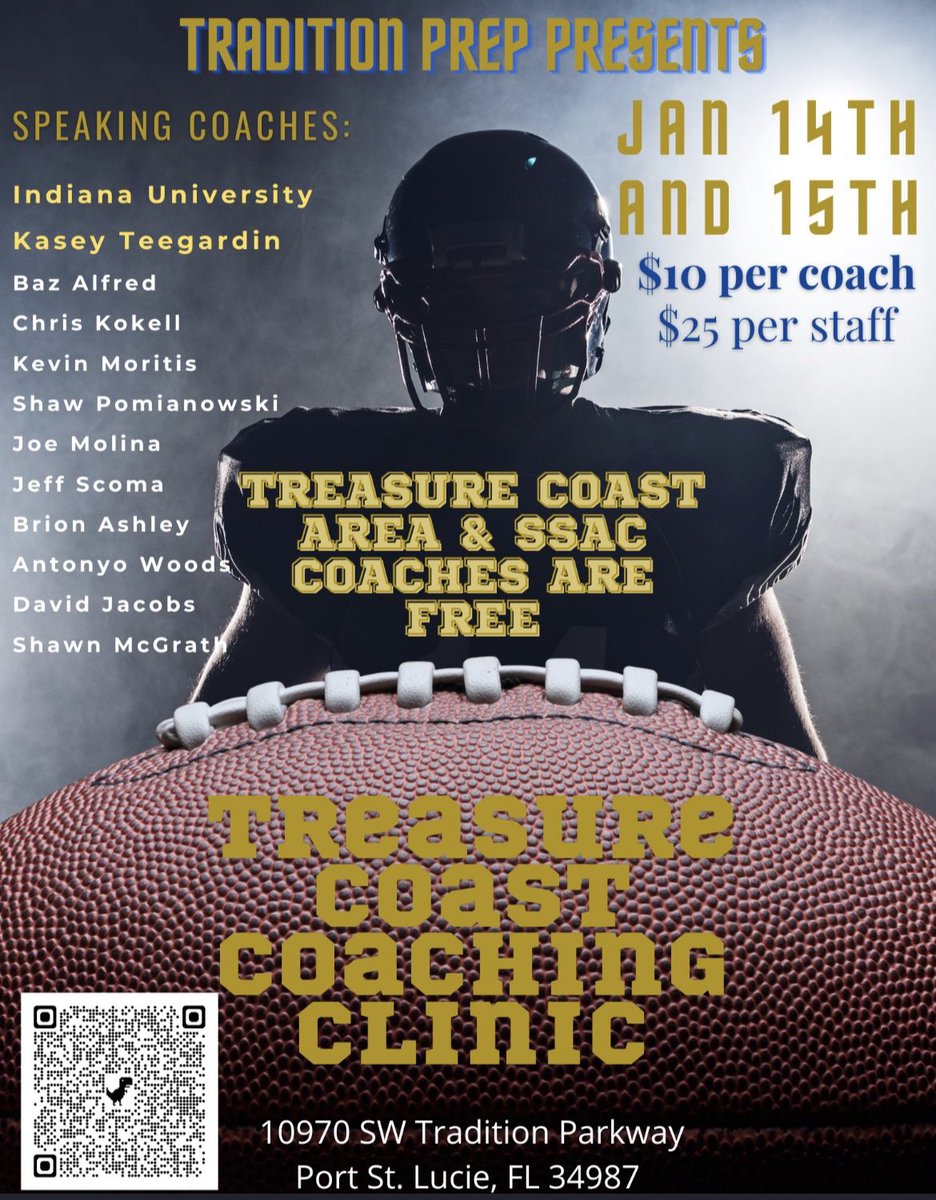 MightySmcgrath3's tweet photo. If you are near the treasure coast and not coming to this clinic, what are you doing? @EraPrep @ESPNWestPalm @Bryan_Cooney @RealCoachK @CoachBaz561 @CoachBee561 @CoachShawP @CoachJMolina @jeffscoma @Awoods64 @TradPrepfb @CoachDSuggs @ofj #offensivefootballjunkies https://t.co/BIfNbDz74f