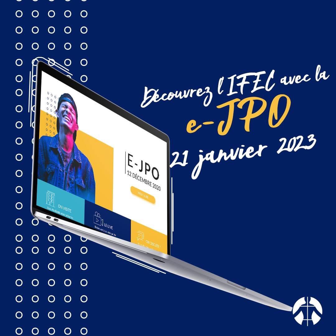 L'IFEC organise une e-JPO le samedi 21 janvier de 10h à 12h. Au programme : webinaire, réunions avec les services de l’IFEC, tchats avec les étudiants, découverte des campus en vidéos…
Inscriptions : events.studizz.fr/link/63297e137…