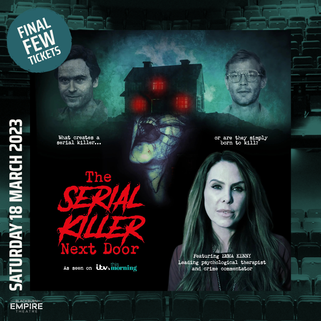 The final few tickets for @emmakennytv Emma Kenny's - The Serial Killer Next Door show! 📅 Saturday 18 March 2023 BOOK NOW 👉👉 bit.ly/3AGRQUv A must see for any true crime fan, Emma provides an in-depth analysis of the crimes that shook the world.