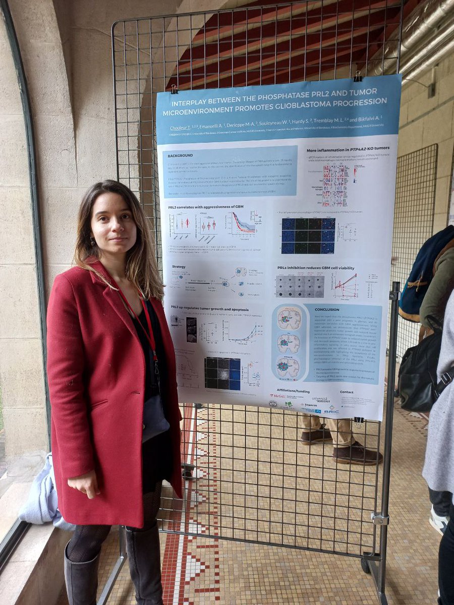 Échantillon de posters @BordeauxBric au congrès <a href="/OncosphereNA/">Oncosphère</a> 
Avec Cloe Teissier &amp; Maxime Toujas (team 1), Lucile Rouyer (team 3), Léa Normand (team 3) et Tiffanie Chouleur (team 1).
<a href="/DepartementSBM/">Département Sciences Biologiques et Médicales</a>