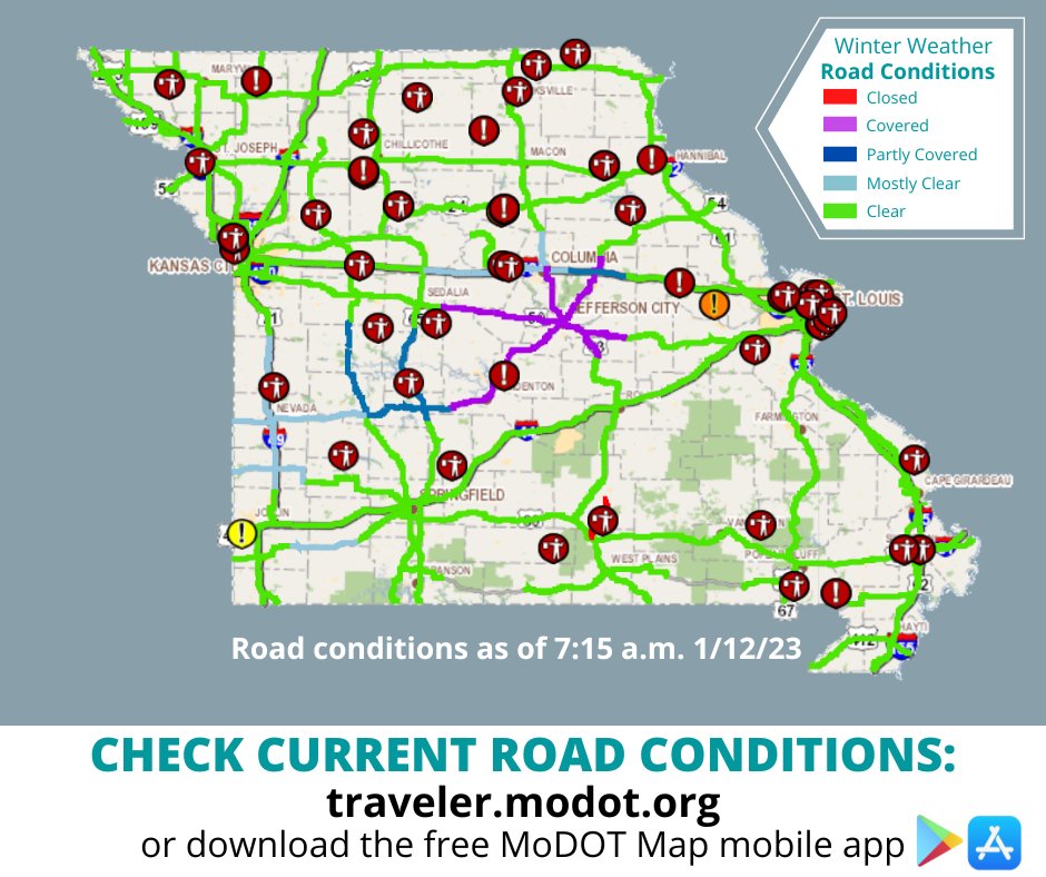 MoDOT on Twitter "Heavy snowfall has left most of central Missouri routes covered. Please