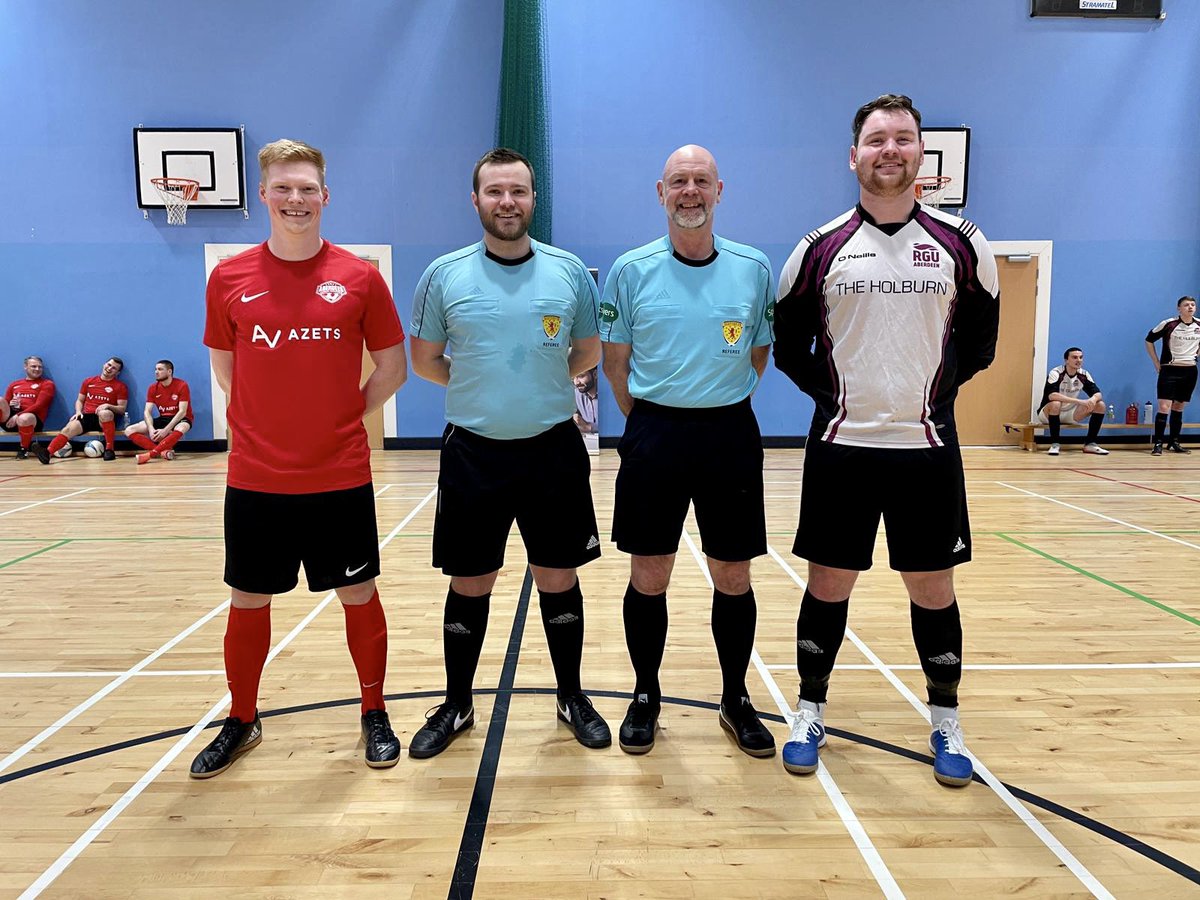 Ewan Beattie and Ian Bailey of <a href="/AberdeenReferee/">Aberdeen & District Referee Association</a> taking charge of the match day 1 fixture in the <a href="/SFL_Aberdeen/">SFL  Aberdeen</a> between Aberdeen Futsal Academy and <a href="/RobertGordonUni/">Robert Gordon University (RGU)</a> 

Well done to everyone involved in the relaunch of <a href="/ScottishFutsal/">Scottish Futsal</a> in Aberdeen 👏🏻