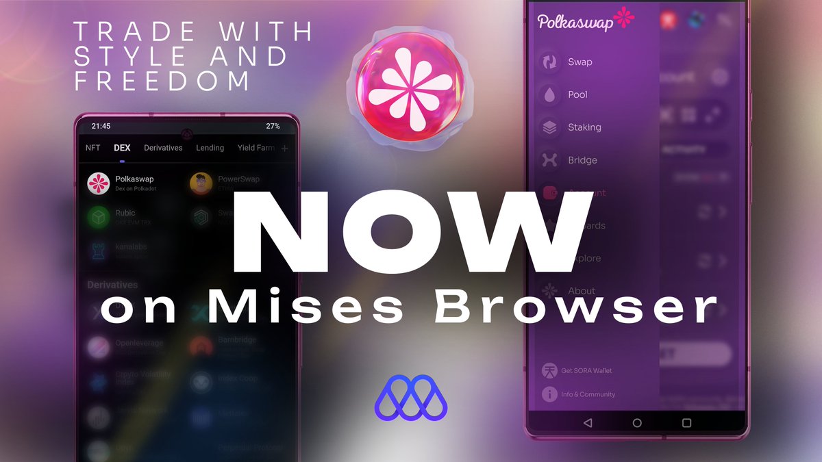 polkaswap's tweet photo. 🏵 Trade on https://t.co/Y00JVKXyib with even more style and freedom using the Web3-optimized @Mises001 Browser! 🏵

Mises is open-source, user-friendly and compatible with most Chrome extensions 🌐

Learn more at https://t.co/knAKr46FcH 👈

#𒊹𒂵𒆜 https://t.co/60yTpeJcaB
