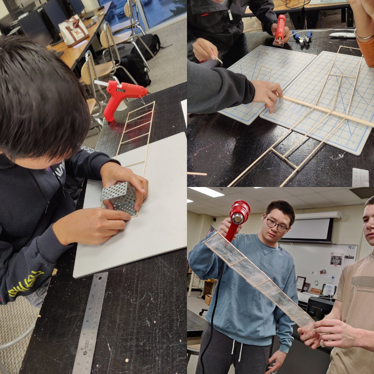 It's airplane time!  Construction of rubber band planes has begun.