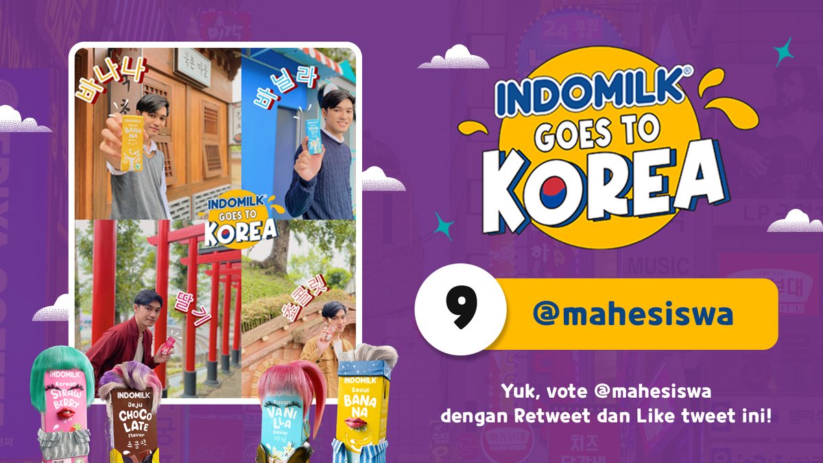 indomilkyourway's tweet photo. Retweet dan Like tweet ini untuk bantu @mahesiswa [Twitter] Liburan ke Korea 5D3N bareng Indomil-K! #IndomilkGoesToKorea https://t.co/8B41wVAXXR