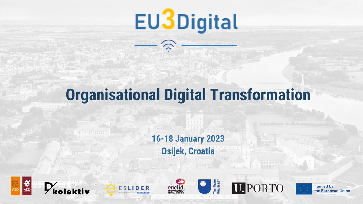 EuclidNetwork's tweet photo. 🇭🇷EN is excited to go to Osijek, Croatia for the third #EU3Digital training “Organisational Digital Transformation” hosted by @DKolektiv_Os
Learn more about the project here🔗https://t.co/Z86OOp1IhG https://t.co/BCskcZsPXf