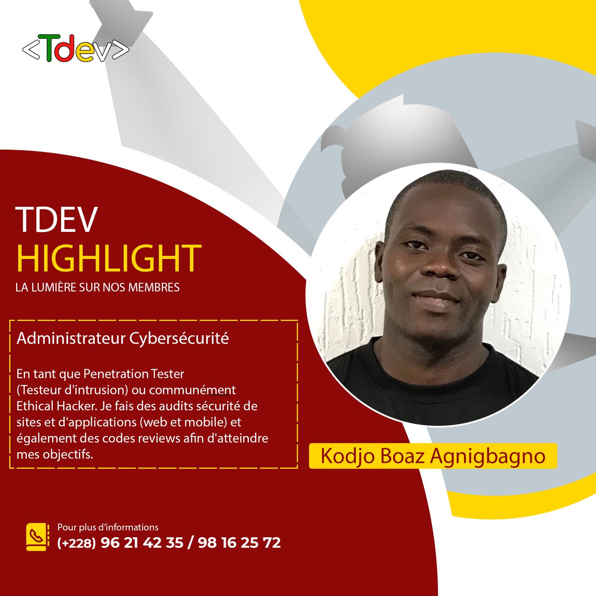 tdevorg's tweet photo. Salut la famille,

Découvrons @BoazakK , actuel CyberSecurity Administrator à Virtually Testing Foundation.

  #TDev228 #TDevHighlight #TgTwittos  #TgTech #çaParleDev #Django #Python #Pentesting https://t.co/2Q4ZvR4ayW
