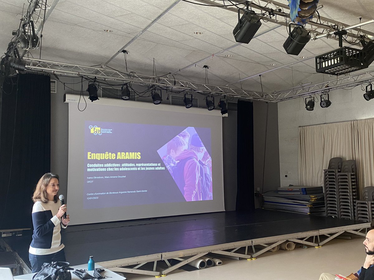 Présentation de l’enquête ARAMIS dans le cadre du programme Prévention Addictions Jeunes! #Ivana Obradovic #ofdt #institutbergonie #veronique Garguil #federationaddiction #chubordeaux #ARSNouvelleAquitaine #Centre Animation Argonne Nansouty Saint Genès