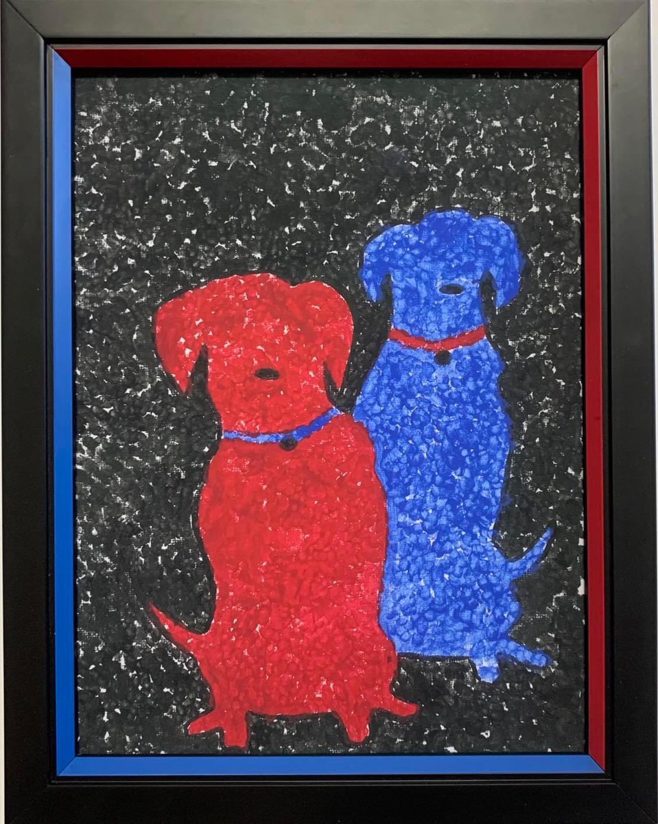 KloepferG's tweet photo. OPPOSITES ATTRACT 

🐶 It was so fun creating this omega picture frame on this colourful dog painting! 

Why choose one frame colour when you can choose two for a unique artsy look.

#GuelphFraming #Guelph #PictureFraming #SmallBusinessEveryDay 
#CustomFrames #Dogs #OmegaLine https://t.co/sLsbty2M9C