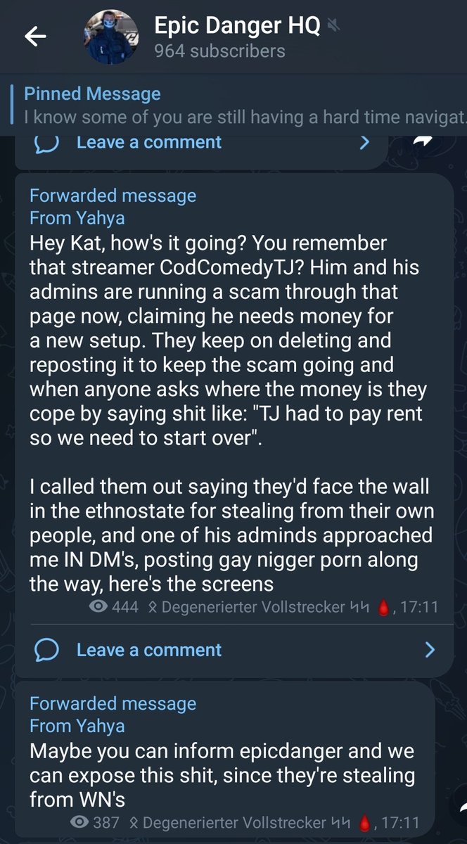 ArmedJogger's tweet photo. @CodComedyTJ_ @Loudogg_69 Not sure if you remember Epic Danger, but he confirmed that TJ told him he doesn't care about any cause or white people. 1st pic is of a TJ donor, 2nd pic is TJs mod explaining why the first donation of $10 wasn't enough. He did this to dozens of people
#codcomedytj https://t.co/FnMdjzeh1N