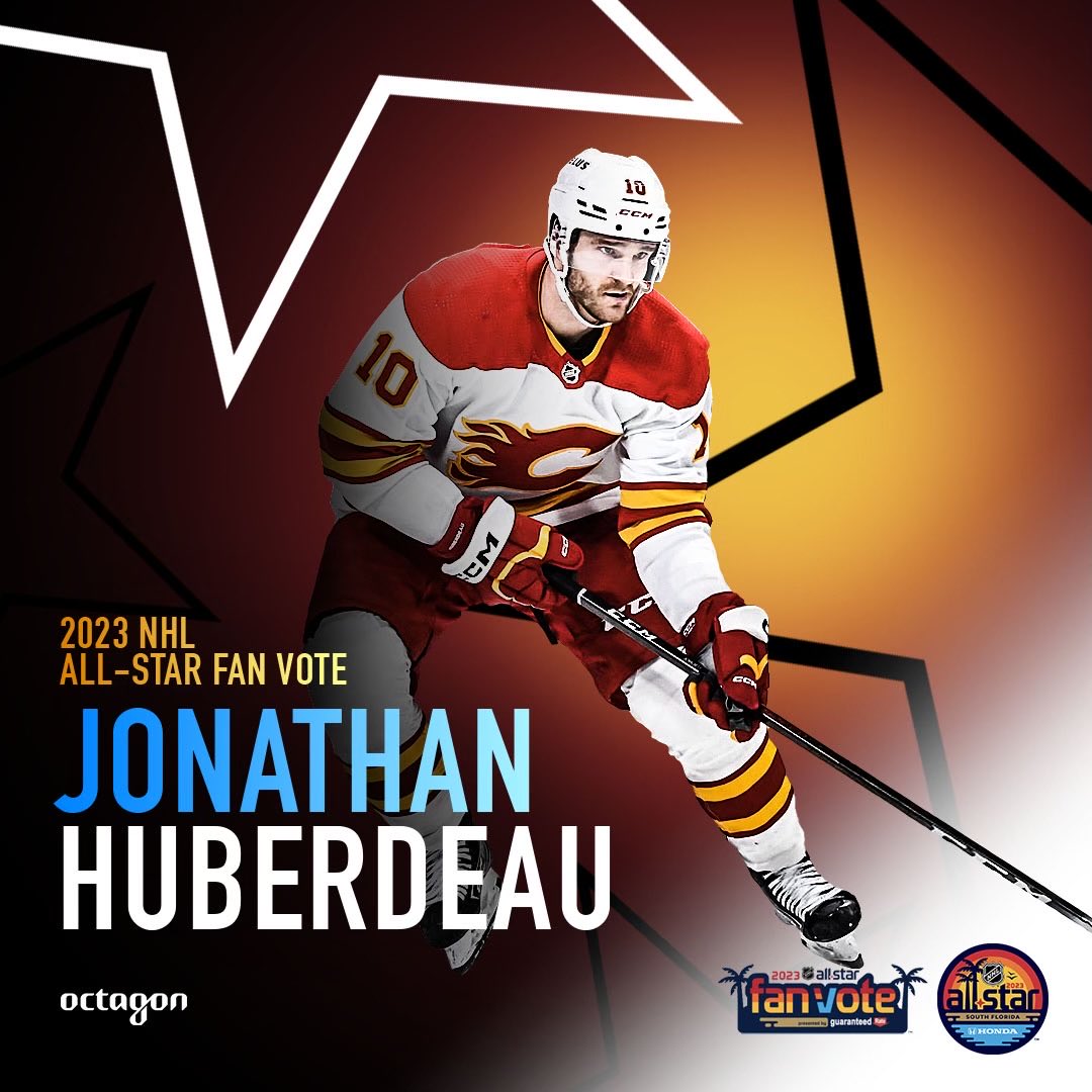 RT to vote Jonathan Huberdeau ⁦<a href="/NHLFlames/">Calgary Flames</a>⁩ to NHL All-Star game.  ⁦<a href="/JonnyHuby11/">Jonathan Huberdeau</a>⁩

#NHLAllStarVote   #JonathanHuberdeau

Vote 10X per day at NHL.com/vote