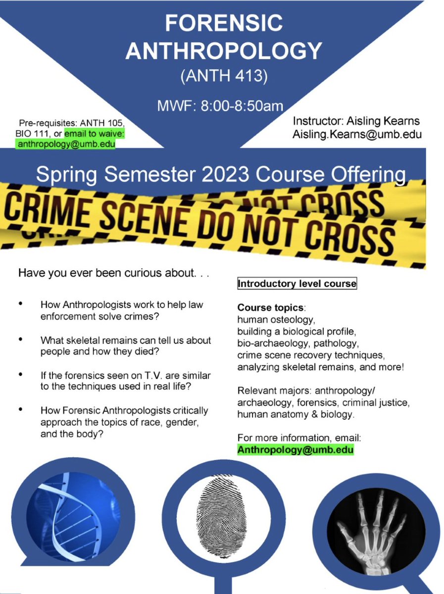 SSC_CSM's tweet image. Cool class alert! Interested in forensics? Please check out ANTH 413 below!