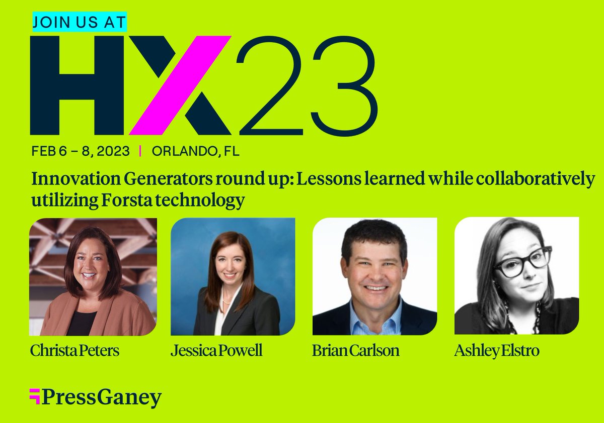 At #HX23, we will explore the future of healthcare—a future rooted in the principle that PX, CX, MX, EX, and #safety are all interconnected.​

Be sure to join this session as Innovation Generators share their experiences and outcomes using our integrated #HX platform!