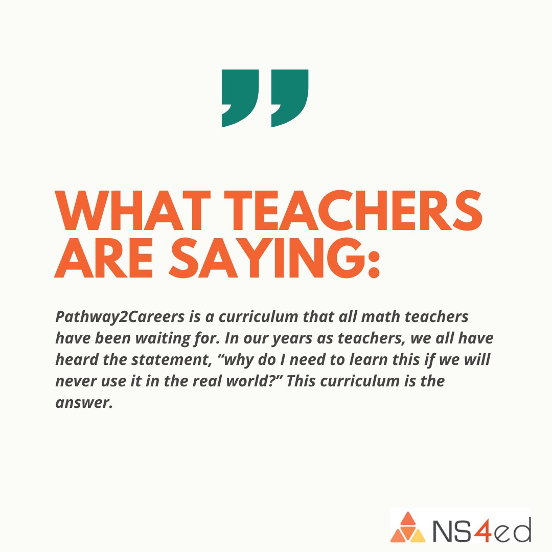 Don't just take our word for it, check out what teachers are saying about our math curriculum!

#wearens4ed #math #core #enrichment #pathway2careers #ourpathwayleadstoyou #ns4ed