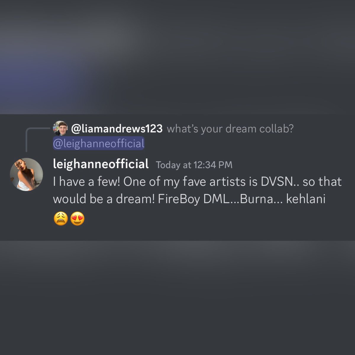 beyondleigh's tweet photo. Leigh-Anne (@LeighAnneMusic) has mentioned that her dream collabs would be with DVSN (@DVSN), Kehlani (@Kehlani) , FireBoy DML @FireBoyDML and Burna Boy (@BurnaBoy)! 🎶 https://t.co/GjT9QW2rxG
